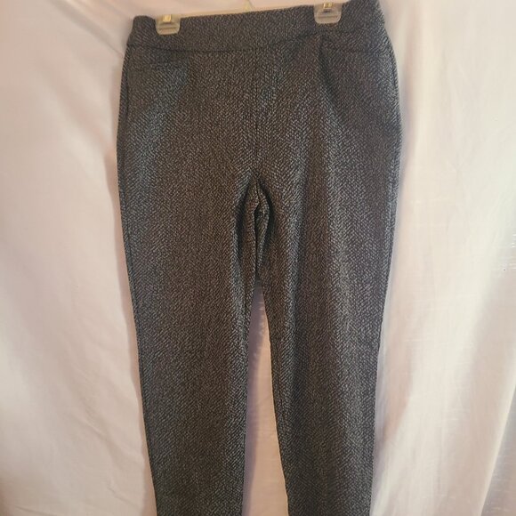Chico's Black & Silver Women's Ankle Pants, Sz. 2R or Large Stretch Fabric - Picture 2 of 4